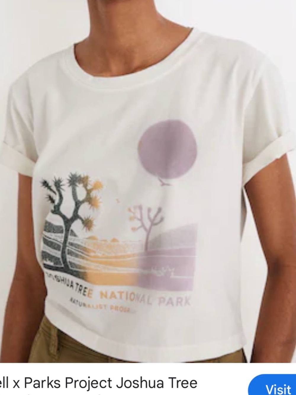 Madewell White Joshua Tree Graphic Cropped Tee with Purple and Gold Print